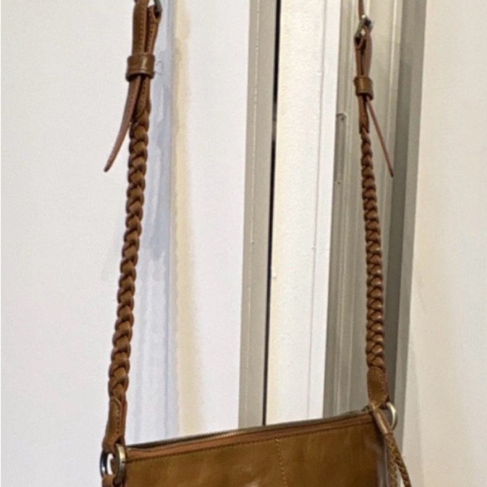 HOBO Cognac Leather Lasso Hobo Crossbody or Shoulder Bag with Braided Strap - Picture 2 of 9